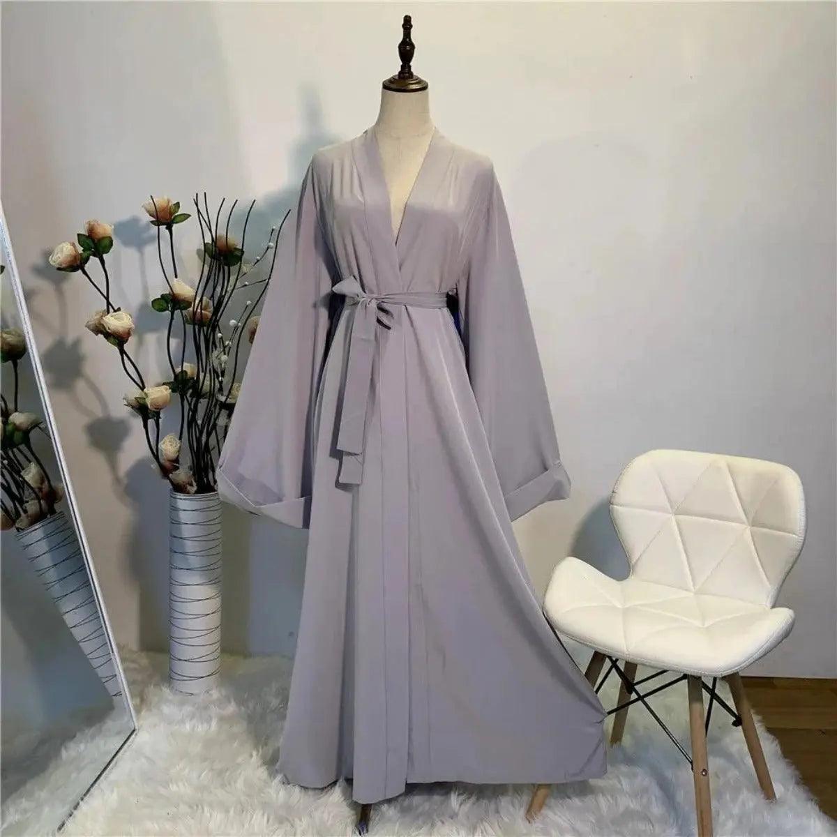 MOA005 Basic Plain Open Abaya With Pockets - Mariam's Collection