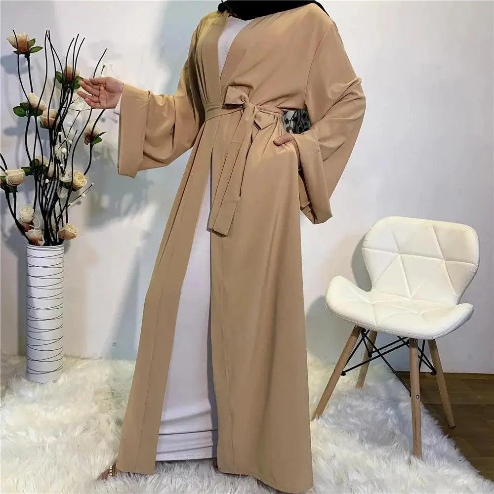 MOA005 Basic Plain Open Abaya With Pockets - Mariam's Collection