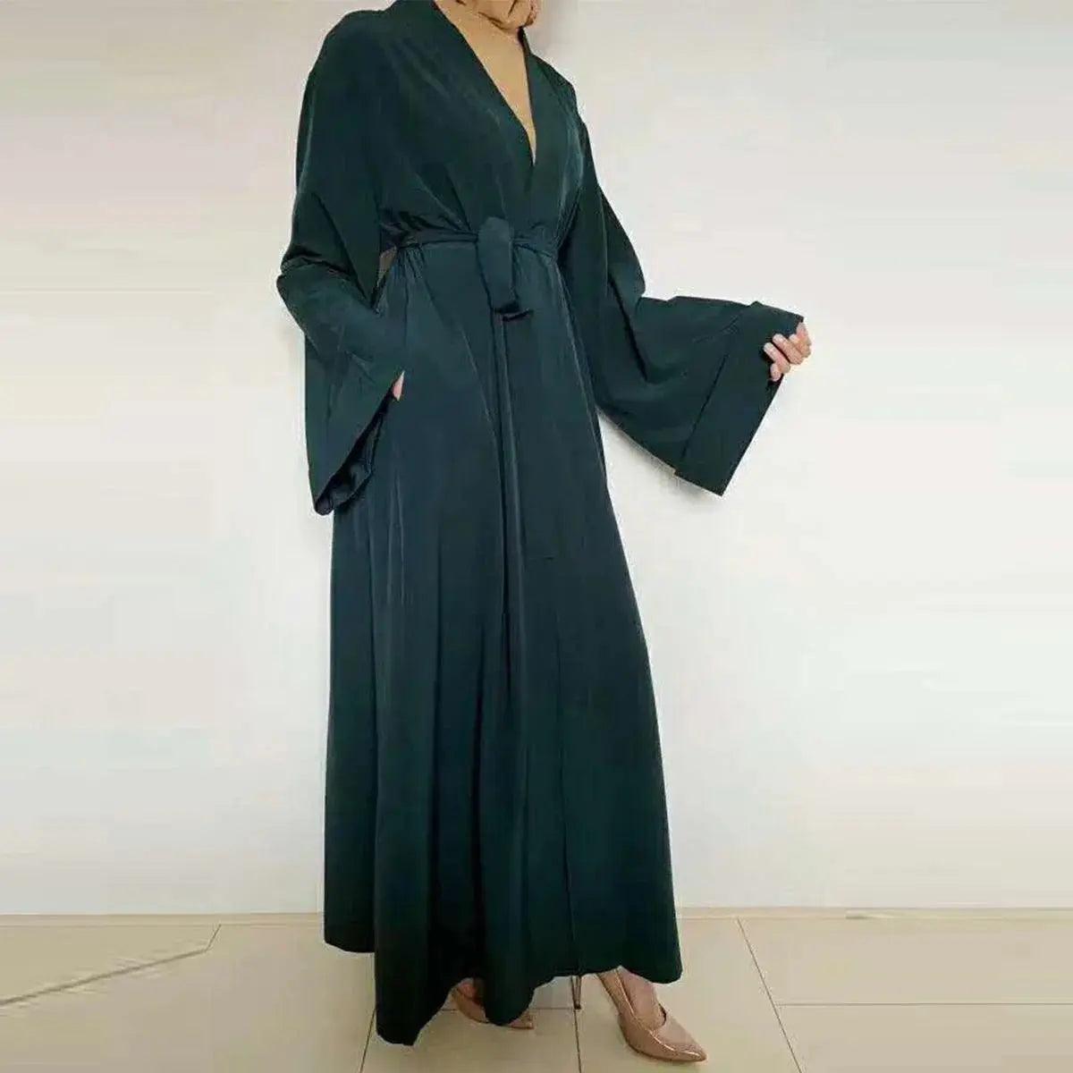 MOA005 Basic Plain Open Abaya With Pockets - Mariam's Collection