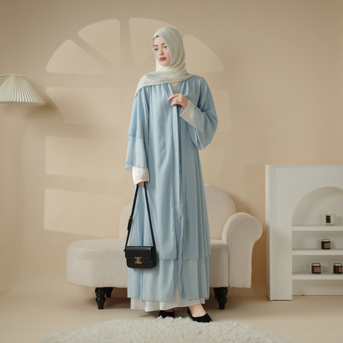 MOA008 Stylish Chiffon Muslim Set Abaya - Mariam's Collection