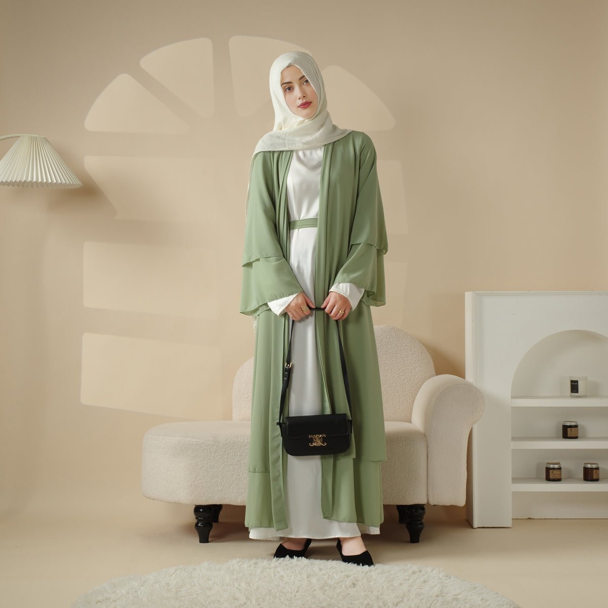 MOA008 Stylish Chiffon Muslim Set Abaya - Mariam's Collection