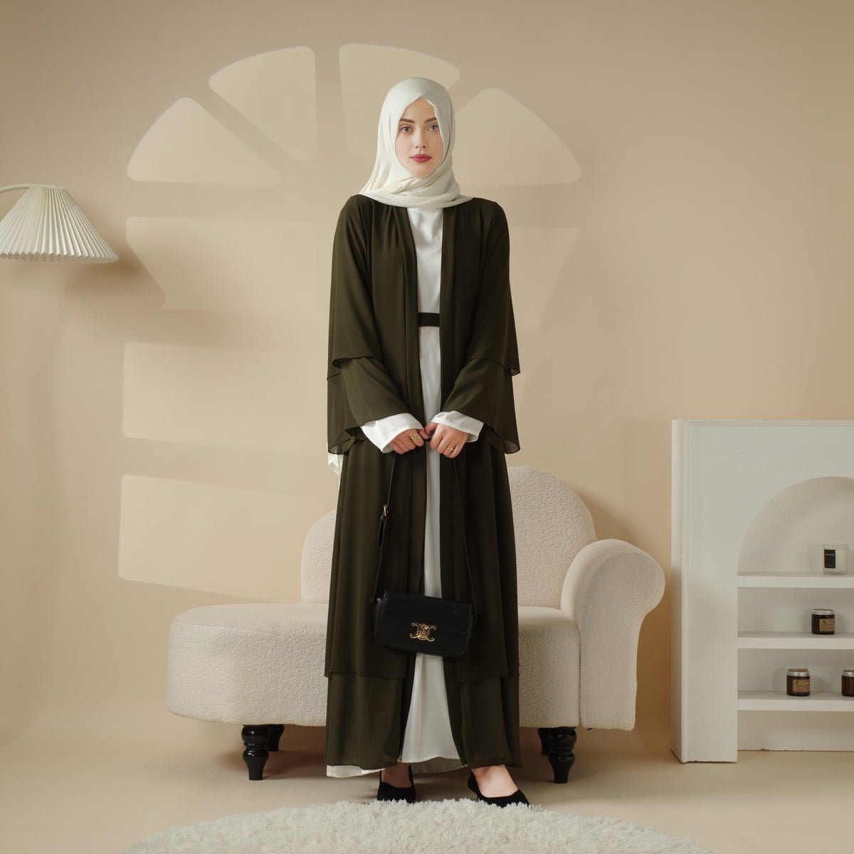 MOA008 Stylish Chiffon Muslim Set Abaya - Mariam's Collection