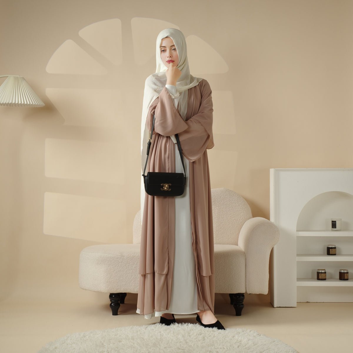 MOA008 Stylish Chiffon Muslim Set Abaya - Mariam's Collection