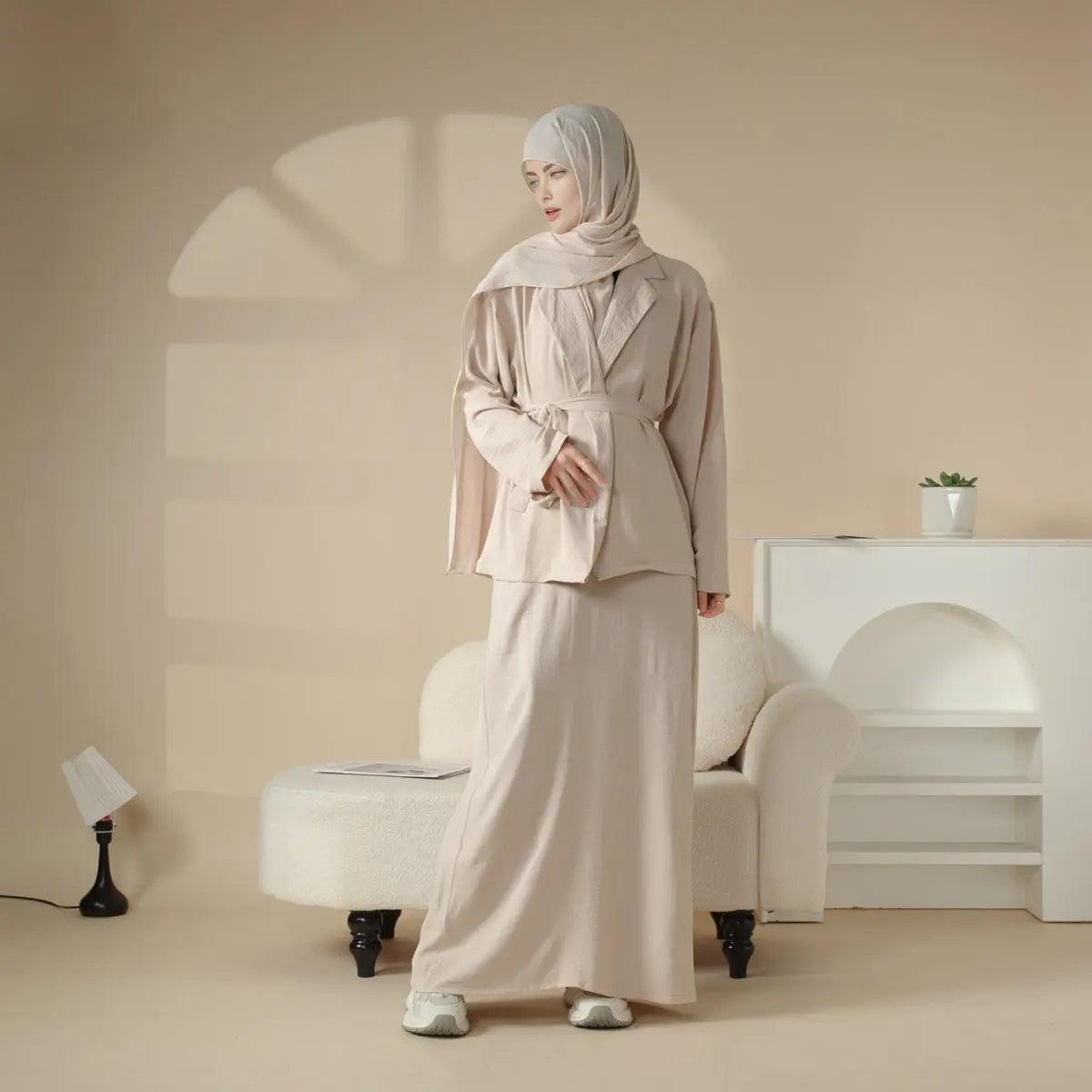 MOA022 Long Sleeve Dress Top and Skirt Suit - Mariam's Collection