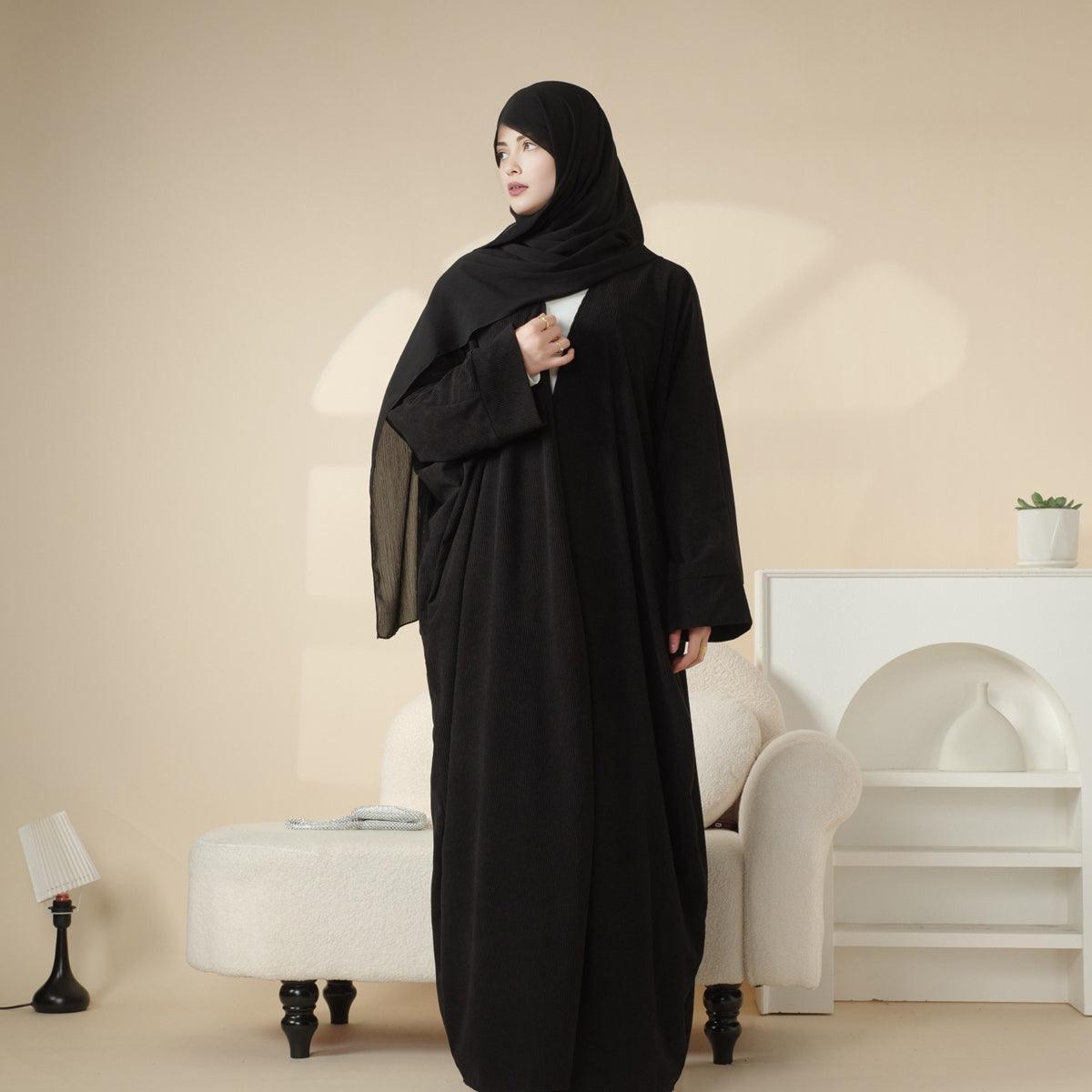 MOA028 Corduroy Cardigan Open Abaya - Mariam's Collection