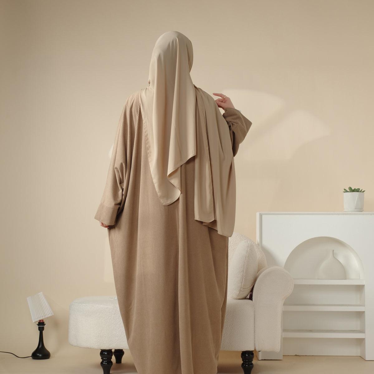 Corduroy Cardigan Open Abaya (MOA028)