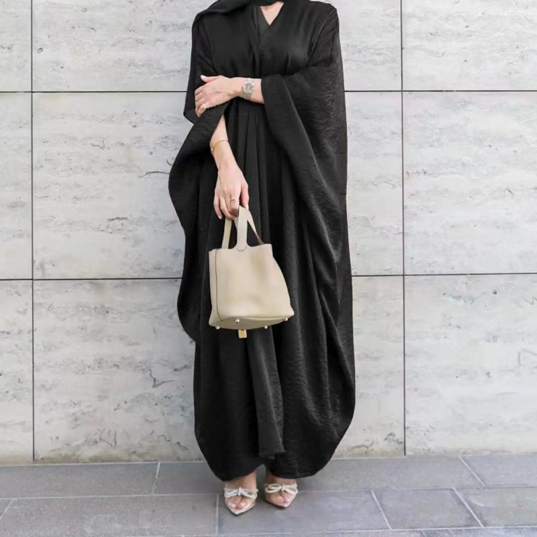 MOA032 Rayon Oversize Open Abaya With Match Hijab - Mariam's Collection