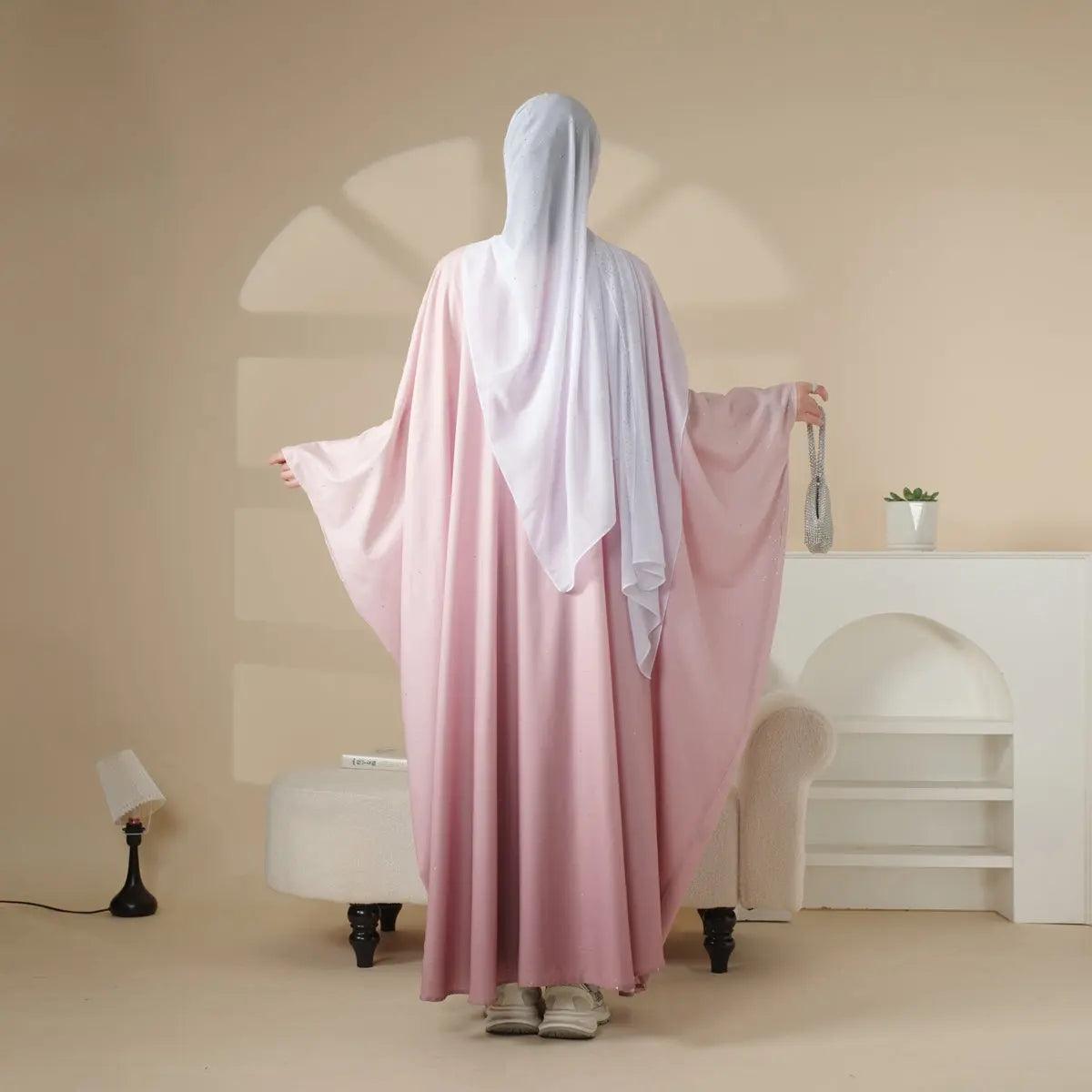 MOA036 Glitter Gradient Polyester Abaya Set 4-Piece - Mariam's Collection