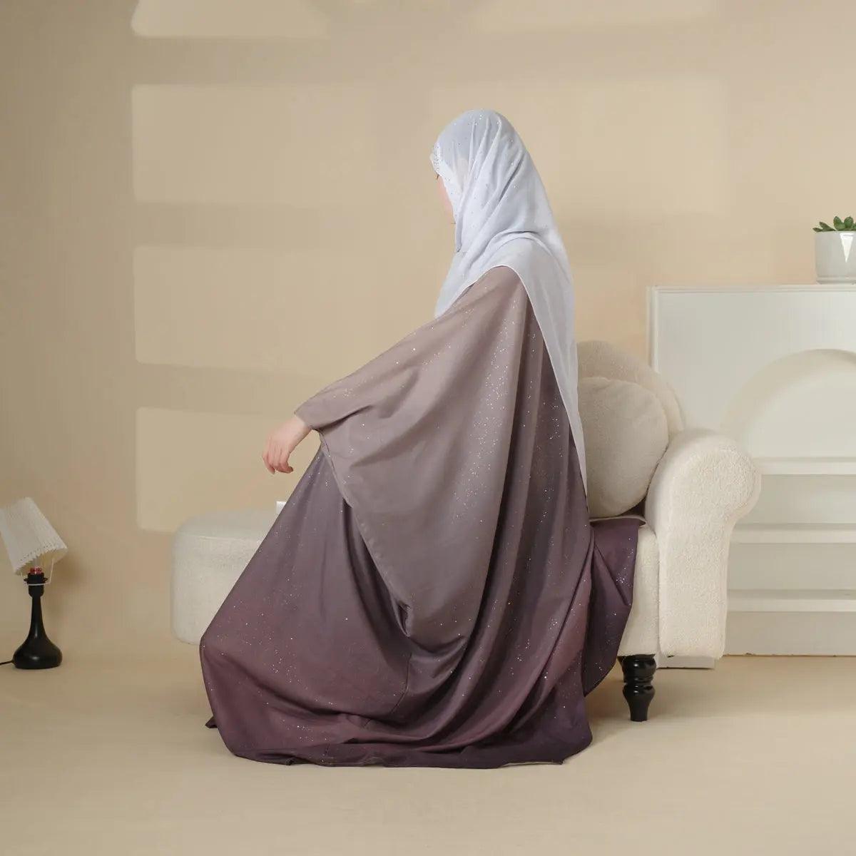 MOA036 Glitter Gradient Polyester Abaya Set 4-Piece - Mariam's Collection