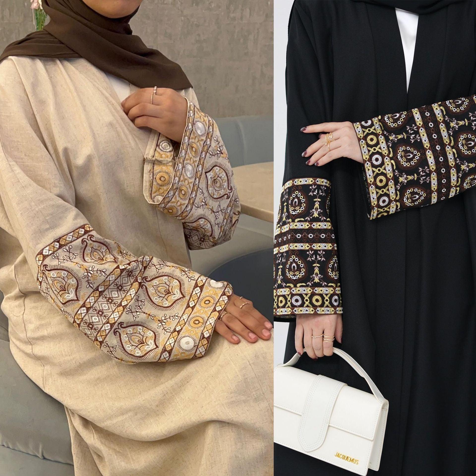 MOA039 Exquisite Embroidery Open Abaya With Chiffon Hijab Set - Mariam's Collection