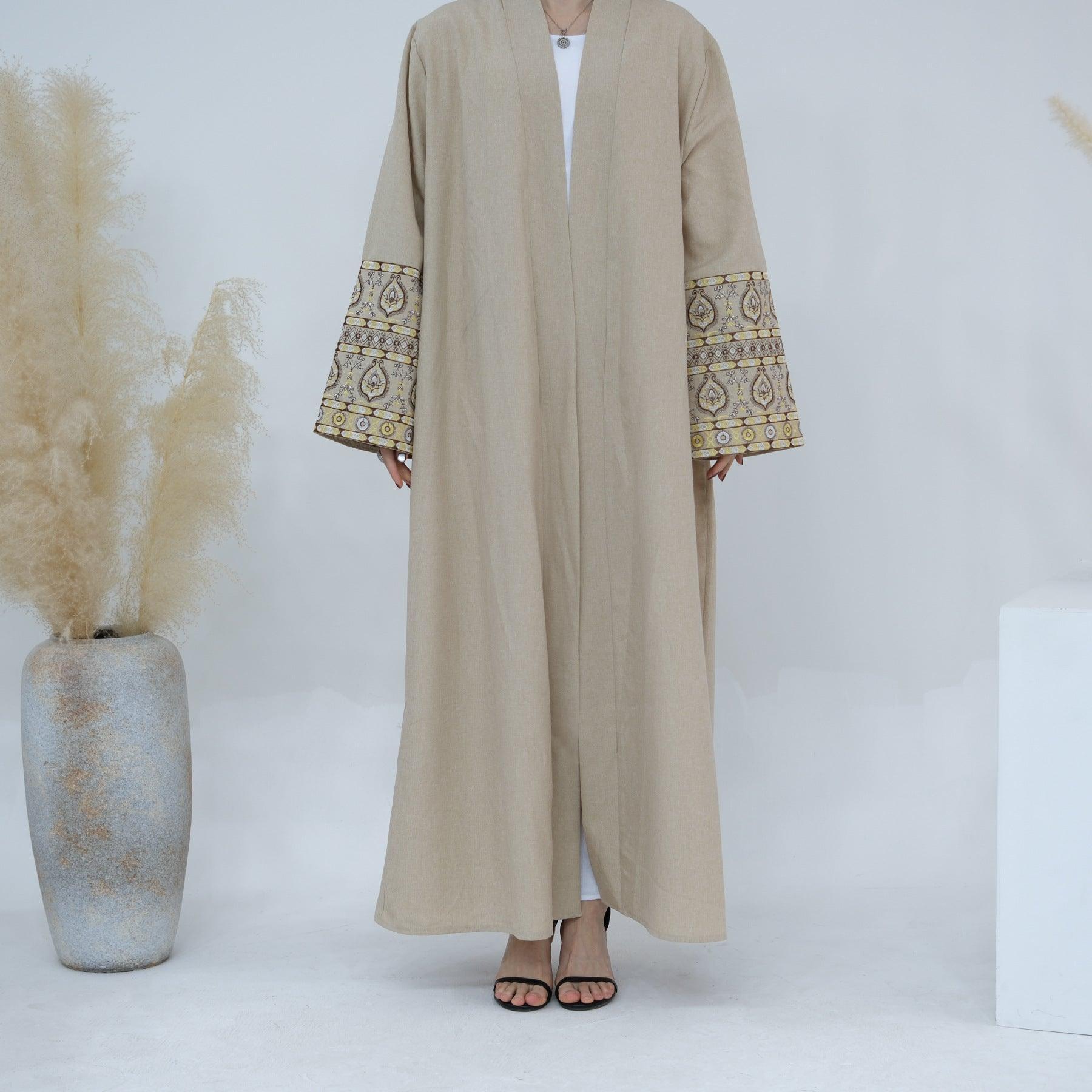 MOA039 Exquisite Embroidery Open Abaya With Chiffon Hijab Set - Mariam's Collection