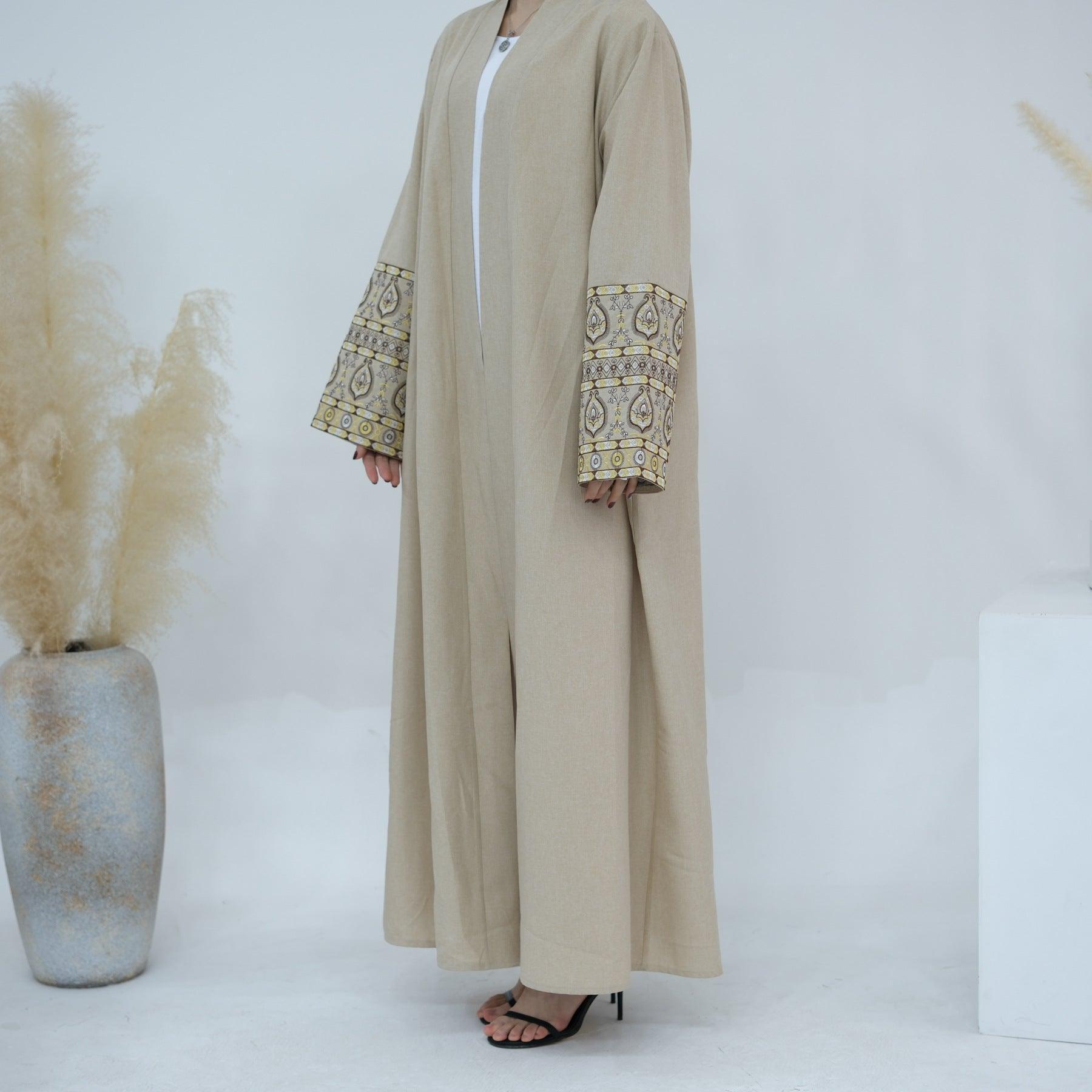 MOA039 Exquisite Embroidery Open Abaya With Chiffon Hijab Set - Mariam's Collection