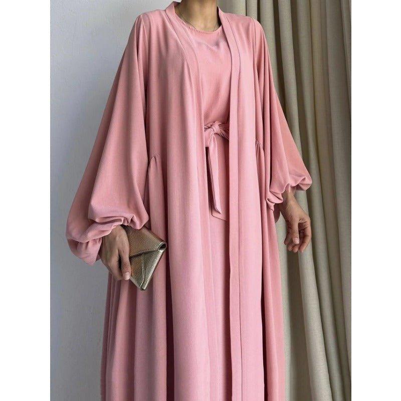 MOA050 Loose Lantern Sleeve Abaya 3 - Piece Set - Mariam's Collection
