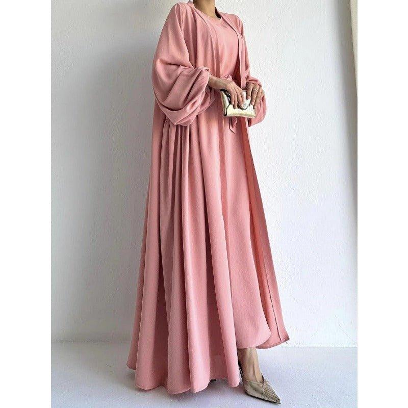 MOA050 Loose Lantern Sleeve Abaya 3 - Piece Set - Mariam's Collection