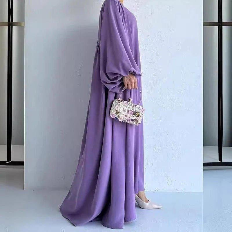 MOA050 Loose Lantern Sleeve Abaya 3 - Piece Set - Mariam's Collection