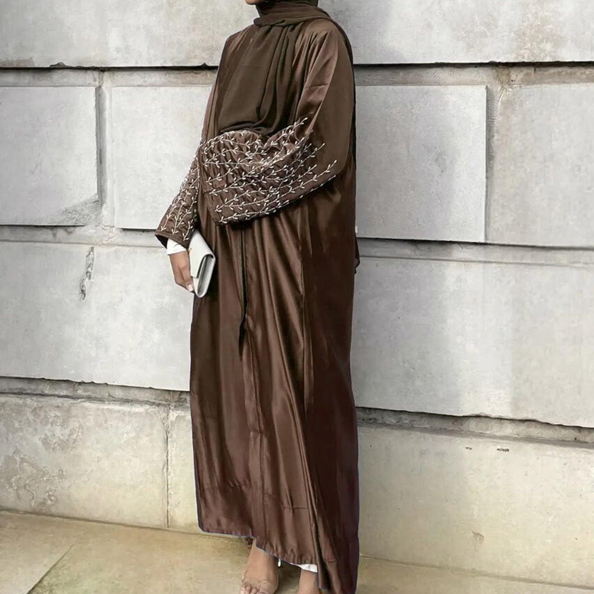 MOA054 Party Solid Colour Handmade Beaded Abaya Set 2-Piece - Mariam's Collection