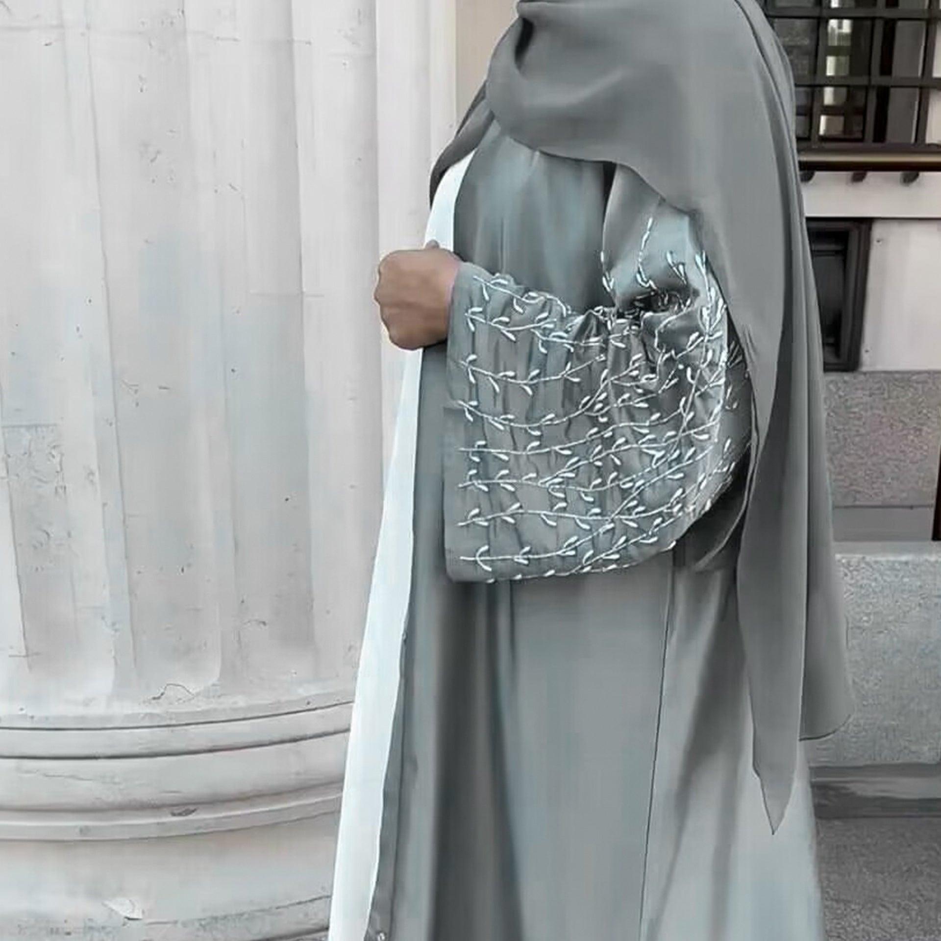 MOA054 Party Solid Colour Handmade Beaded Abaya Set 2-Piece - Mariam's Collection