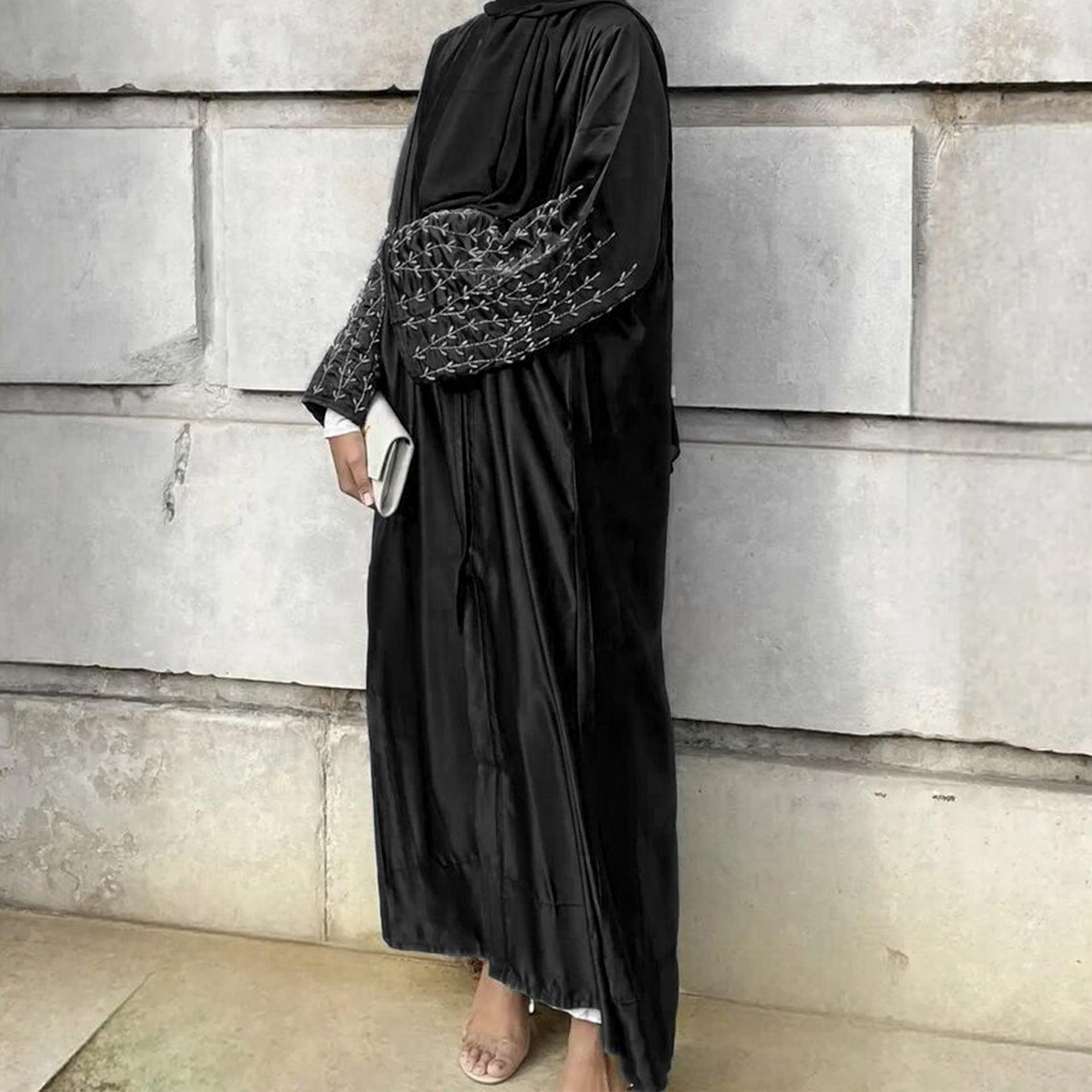 MOA054 Party Solid Colour Handmade Beaded Abaya Set 2-Piece - Mariam's Collection