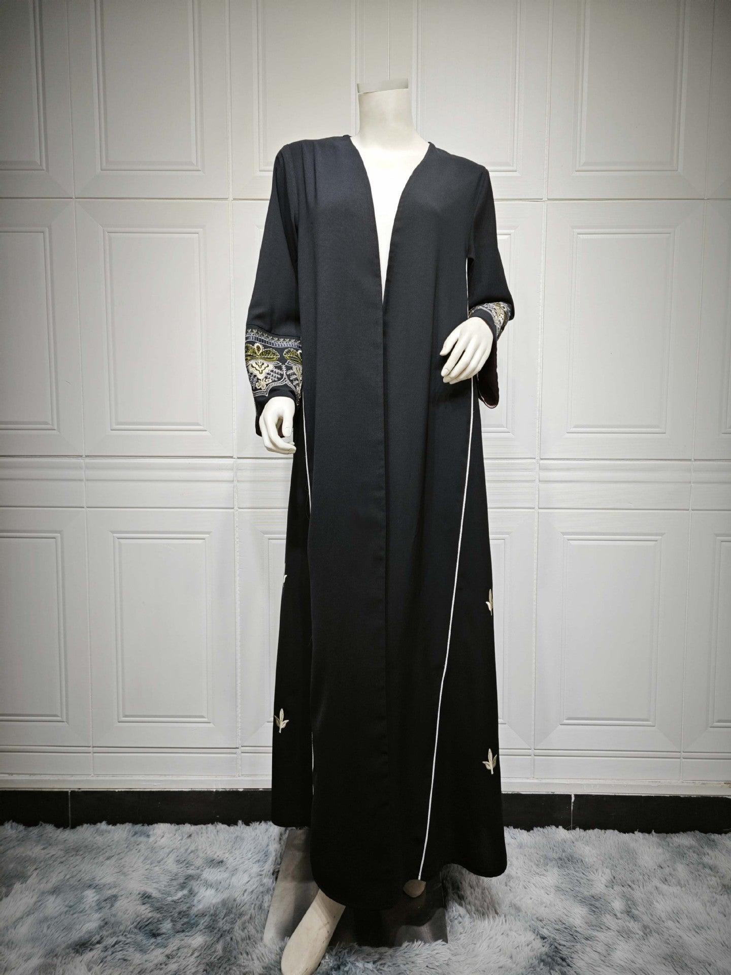 MOA062 Elegant Embroidered Temperament Open Abaya - Mariam's Collection