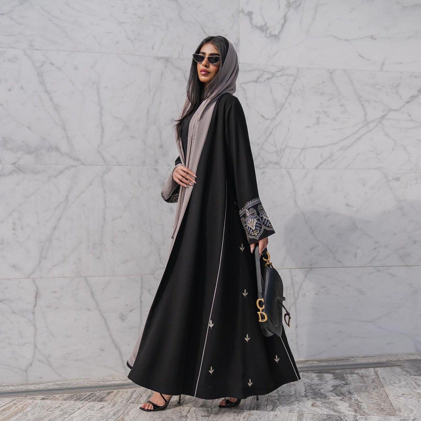 MOA062 Elegant Embroidered Temperament Open Abaya - Mariam's Collection