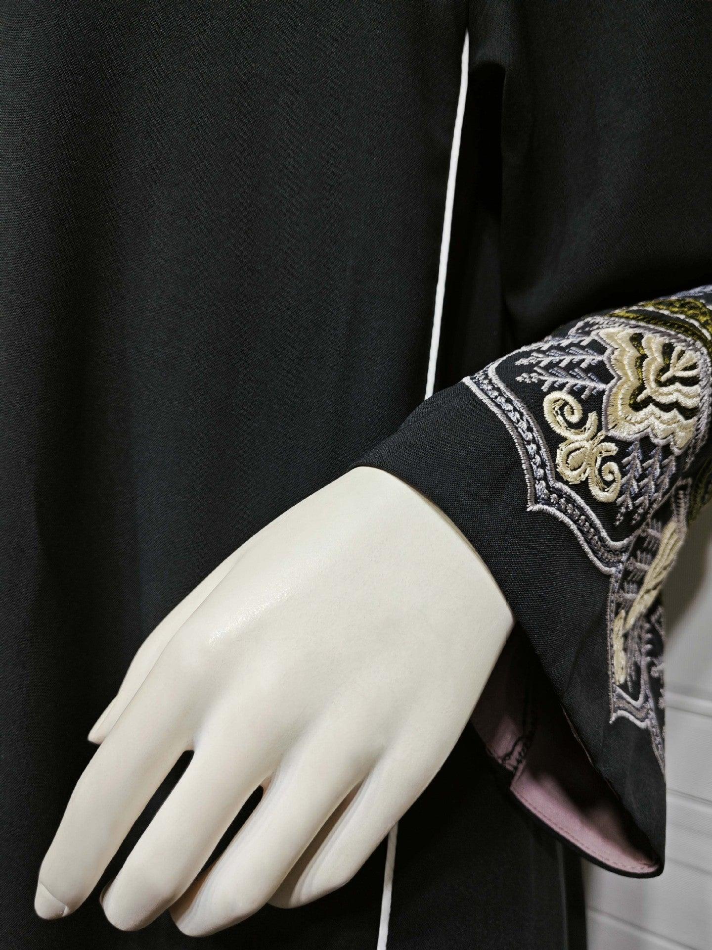 MOA062 Elegant Embroidered Temperament Open Abaya - Mariam's Collection