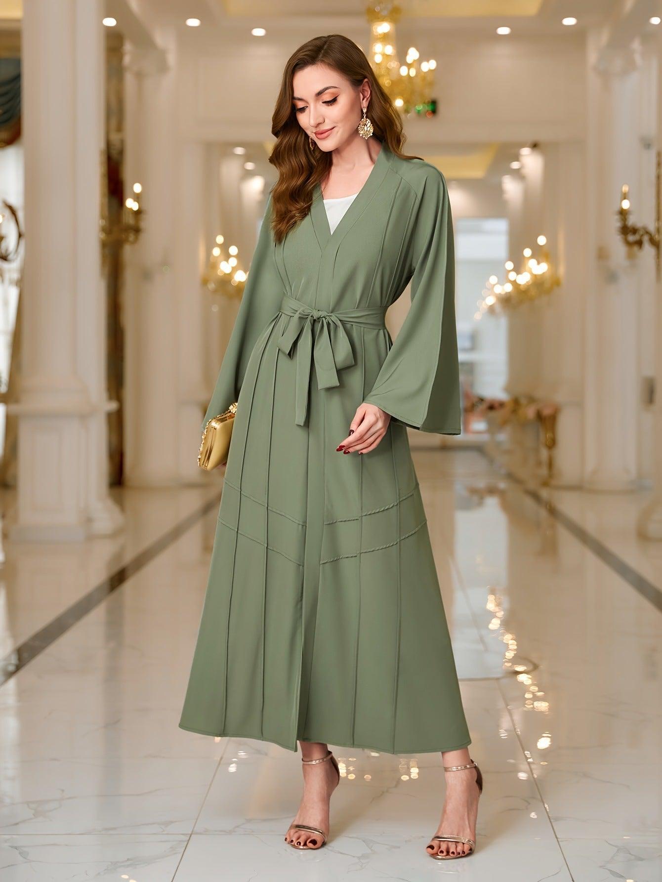 MOA065 Solid Color Elegant Temperament Abaya 2 - piece Set - Mariam's Collection