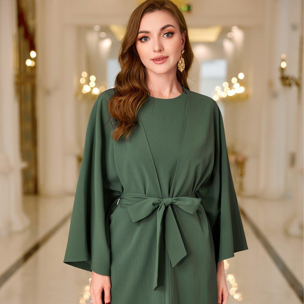 MOA069 Solid Color Abaya 3 - Piece Set - Mariam's Collection