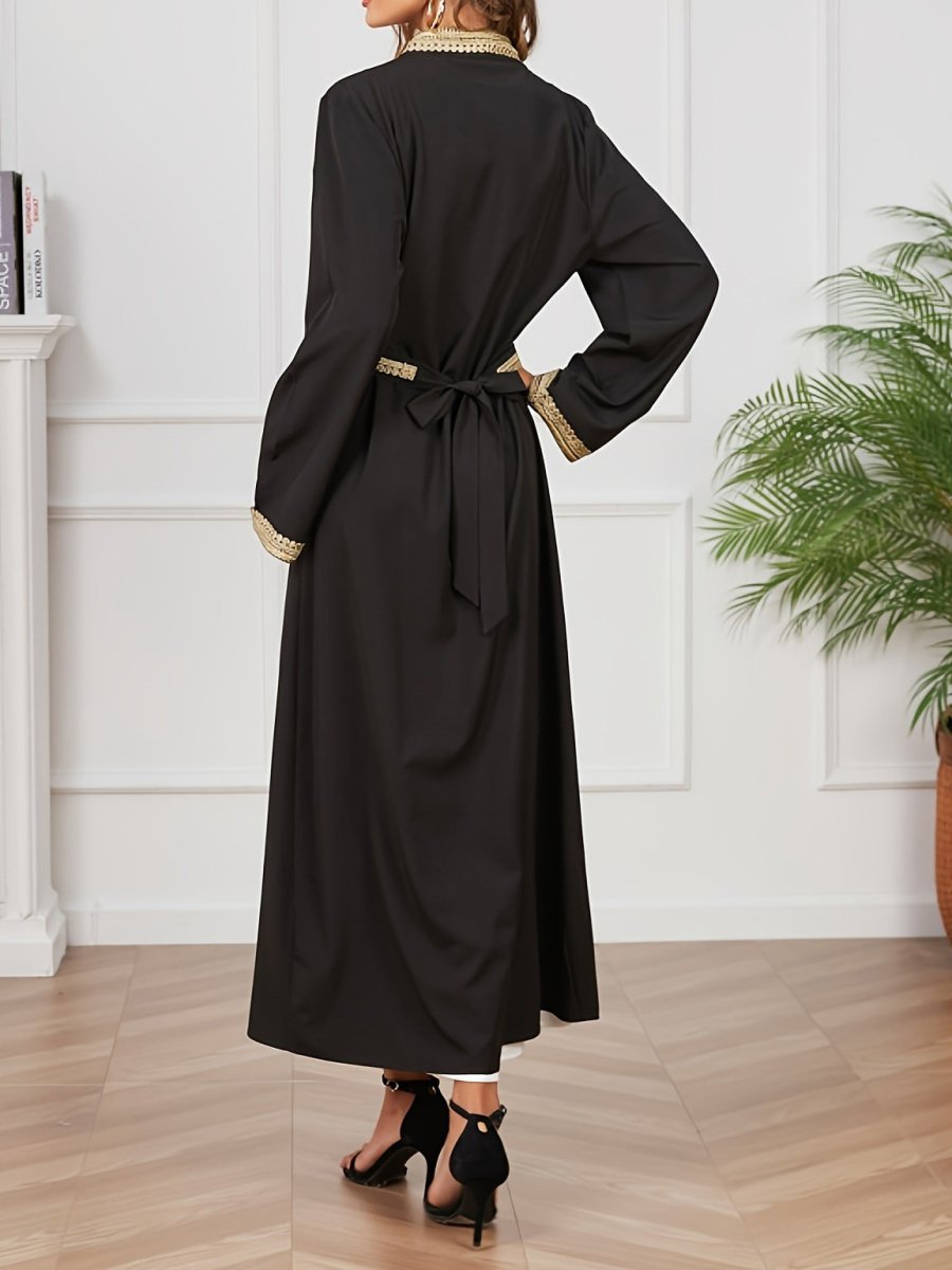 MOA073 Lace Stitched Trimmed Abaya - Mariam's Collection