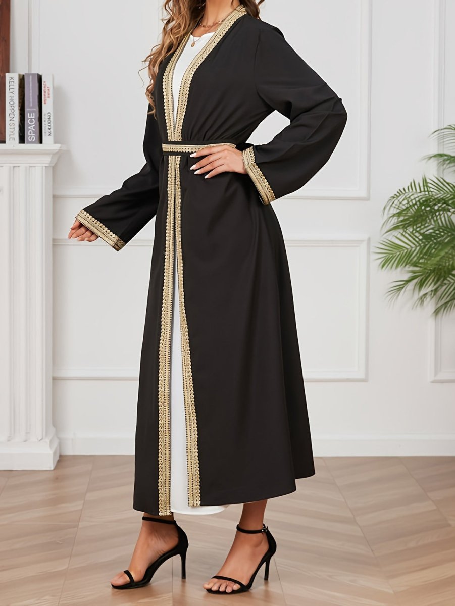 MOA073 Lace Stitched Trimmed Abaya - Mariam's Collection