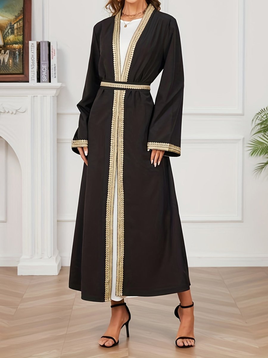 MOA073 Lace Stitched Trimmed Abaya - Mariam's Collection