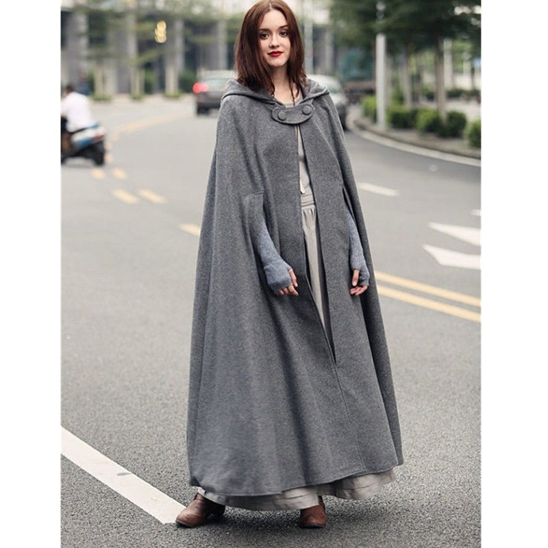 MOA088 Hooded Shawl Extended Cape Coat - Mariam's Collection