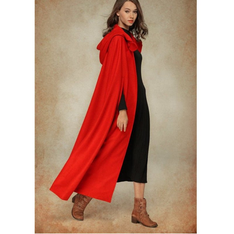 MOA088 Hooded Shawl Extended Cape Coat - Mariam's Collection