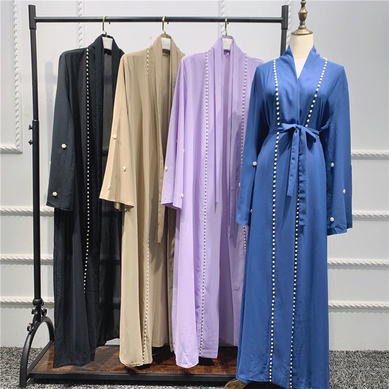 MOA090 Elegant Temperament Beaded Open Abaya - Mariam's Collection