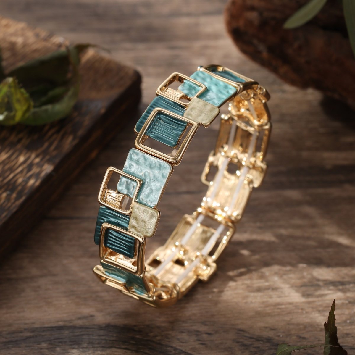 Modernist Geometric Square Earrings Bracelet Necklace Set (MAC318) - Mariam's Collection