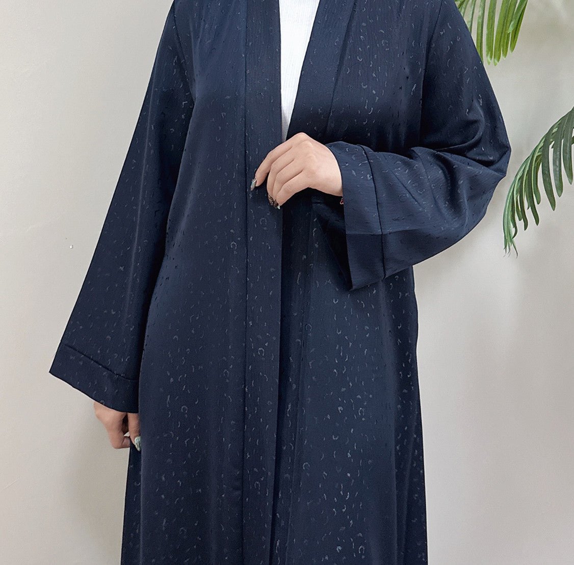 Modest Elegant Dress 3D Textured Printer with Flared Sleeves(MOA210) - Mariam's Collection