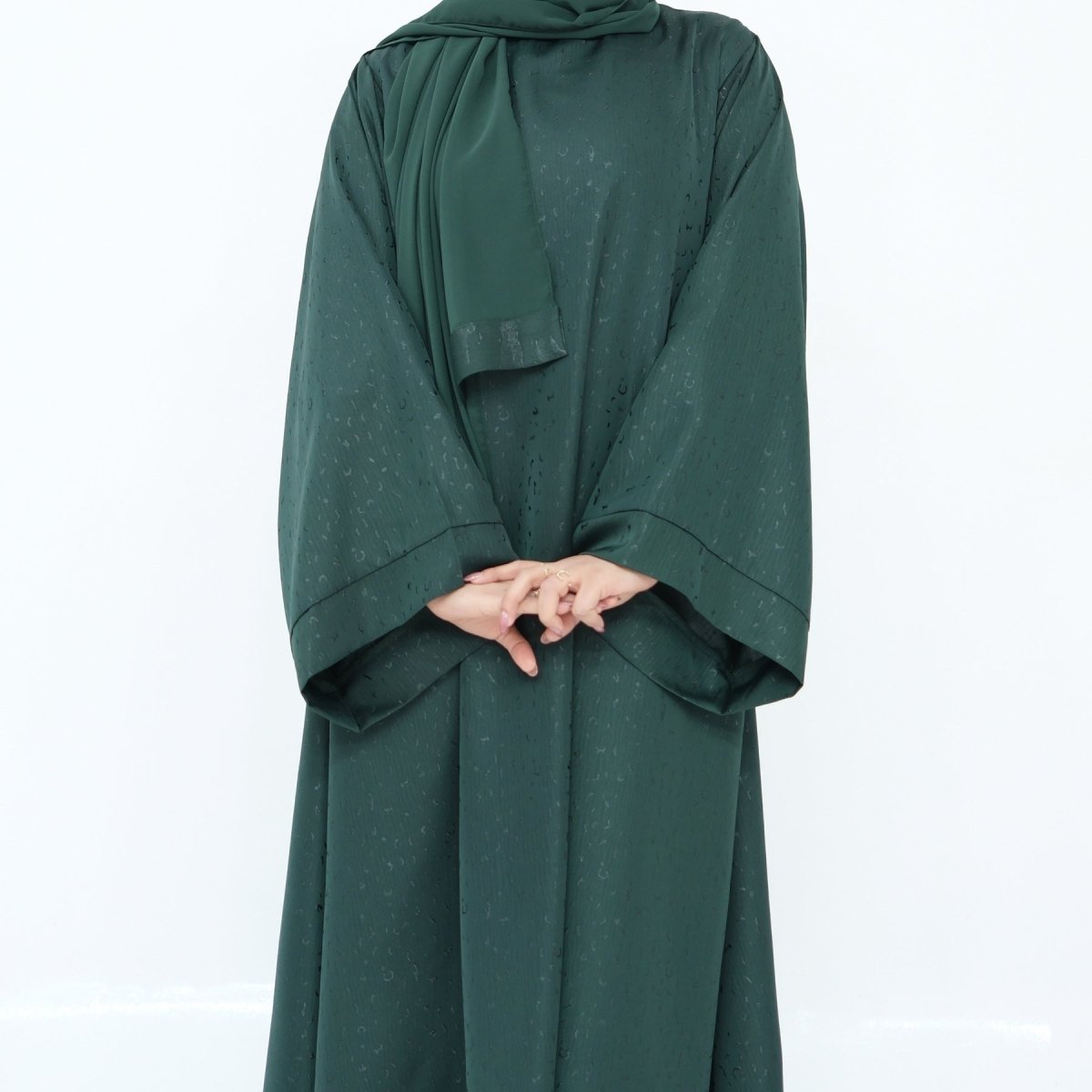 Modest Elegant Dress 3D Textured Printer with Flared Sleeves(MOA210) - Mariam's Collection