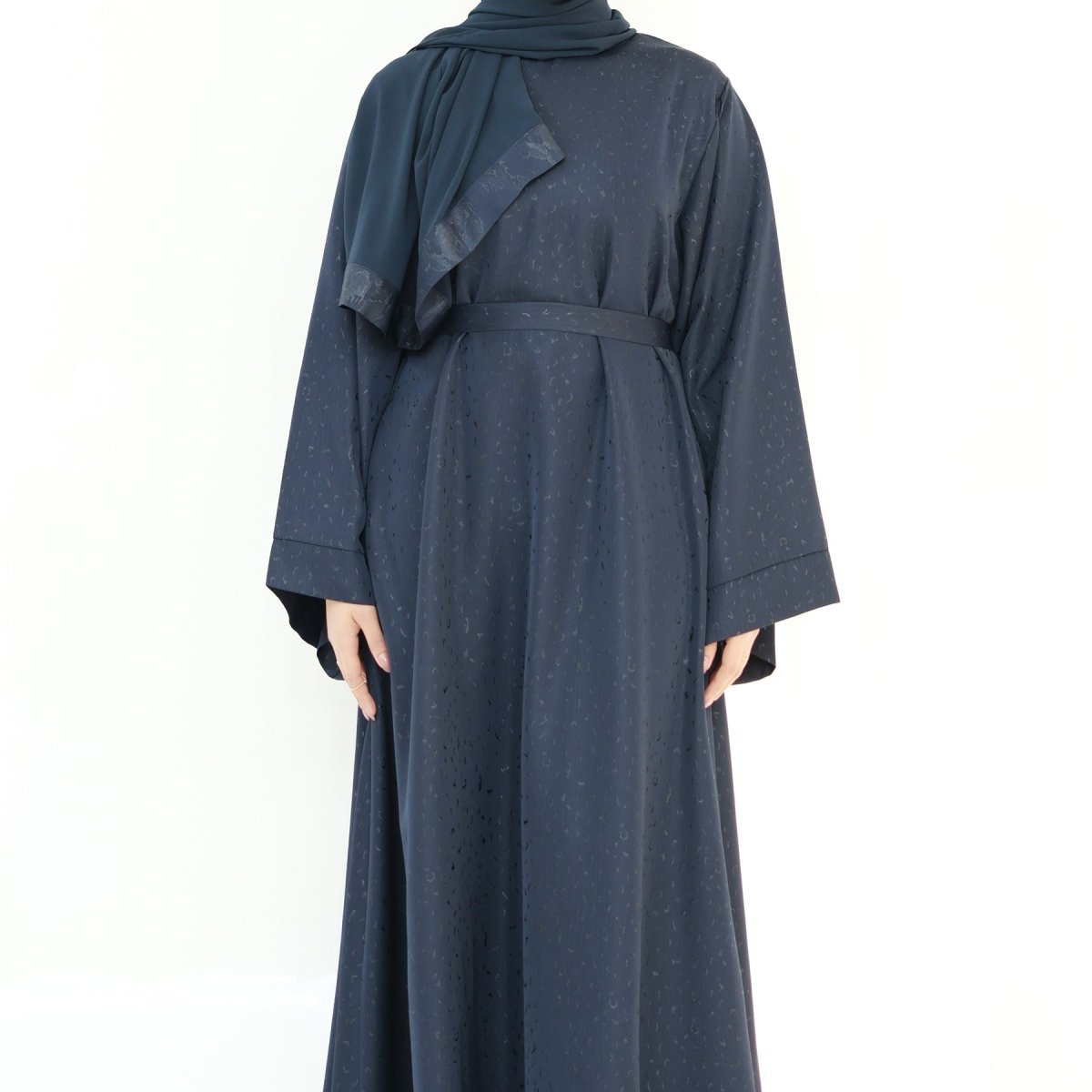 Modest Elegant Dress 3D Textured Printer with Flared Sleeves(MOA210) - Mariam's Collection