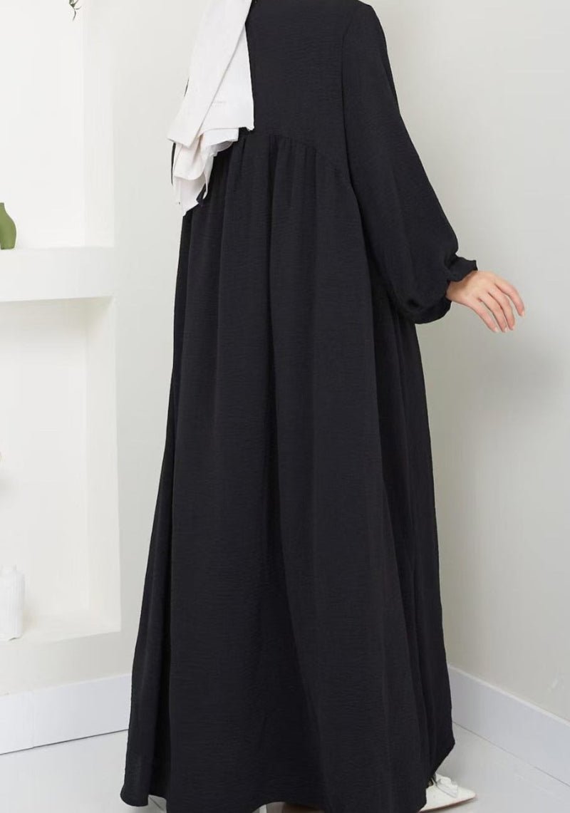 Modest Loose Fit Abaya with Lantern Sleeves | Ice Crepe Pullover Abaya (MA153) - Mariam's Collection