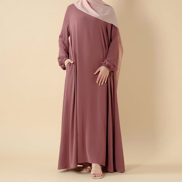 Modest Luxury Premium Crepe Satin Umbrella Cut Summer Abaya (MA233) - Mariam's Collection