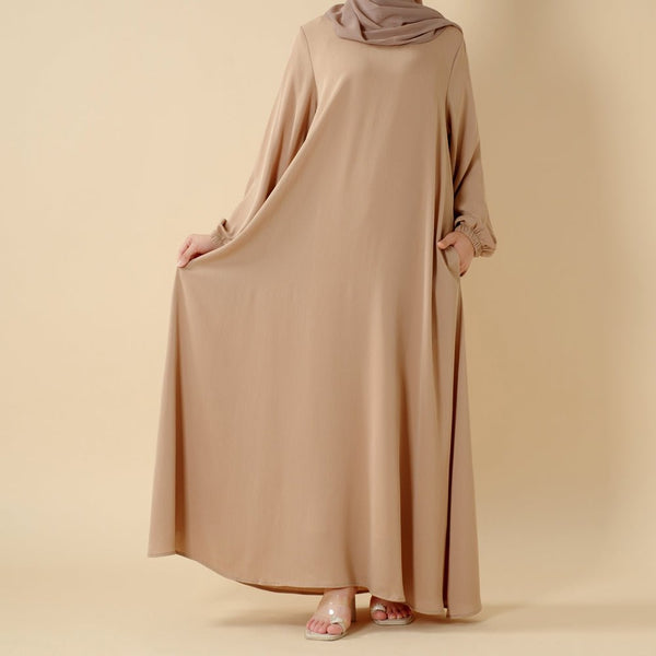 Modest Luxury Premium Crepe Satin Umbrella Cut Summer Abaya (MA233) - Mariam's Collection
