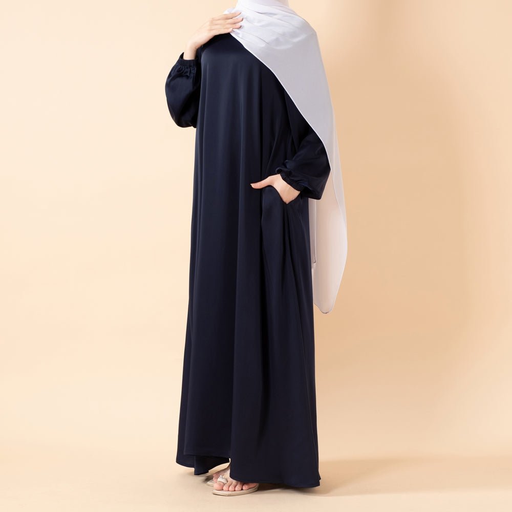 Modest Luxury Premium Satin Abaya | Umbrella Cut A-Line Abaya with Pockets