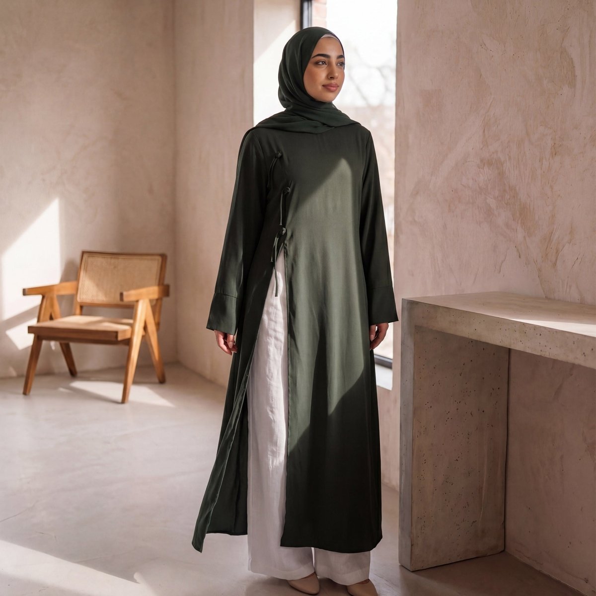 Modest Nida Longline Tunic Top(MS420) - Mariam's Collection