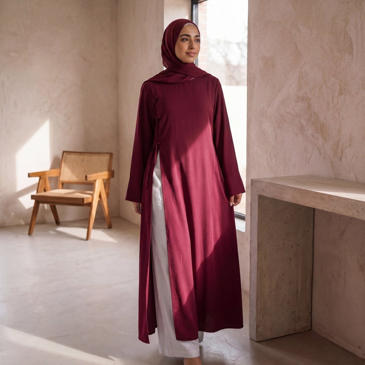 Modest Nida Longline Tunic Top(MS420) - Mariam's Collection