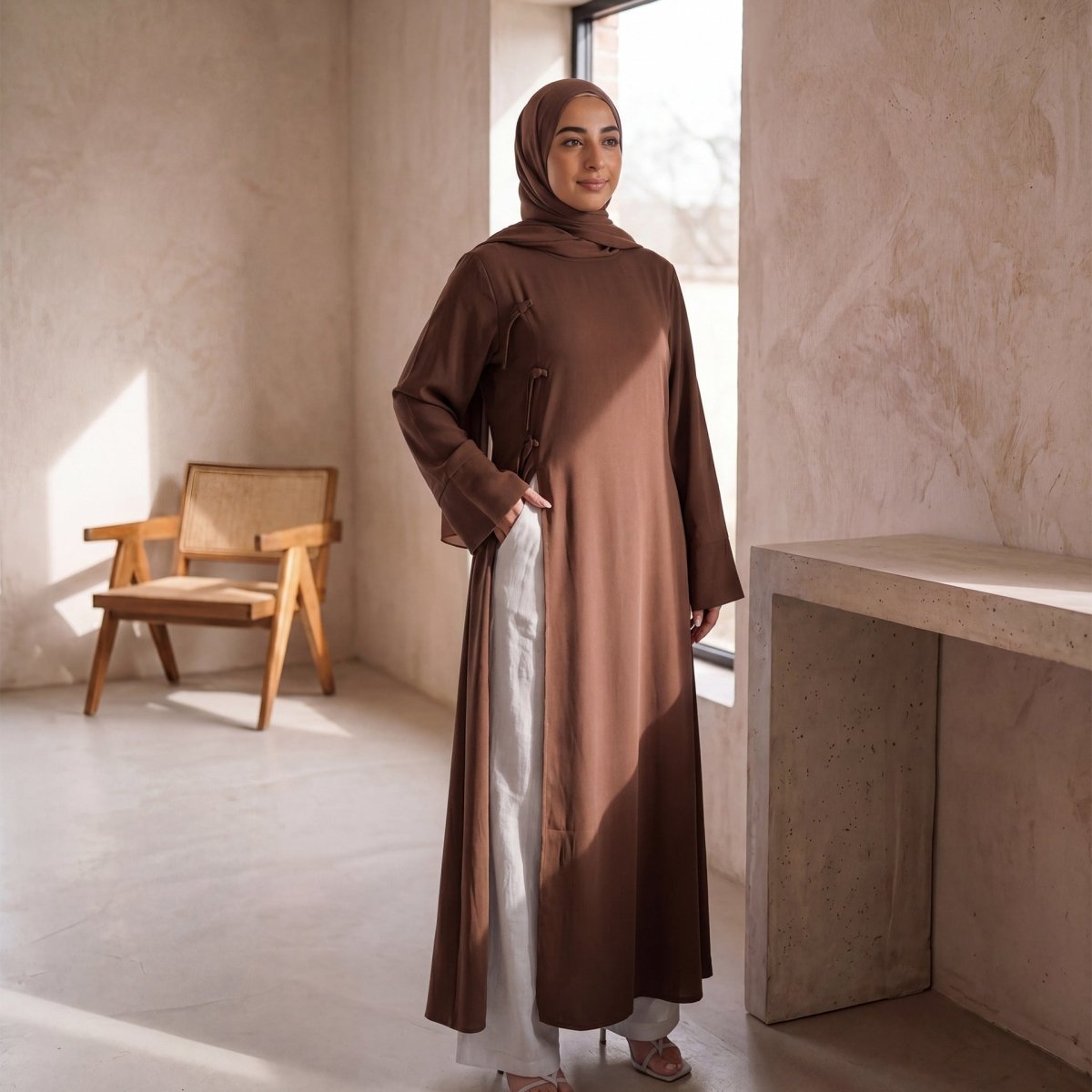 Modest Nida Longline Tunic Top(MS420) - Mariam's Collection