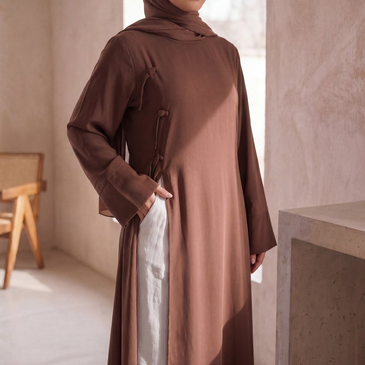 Modest Nida Longline Tunic Top(MS420) - Mariam's Collection