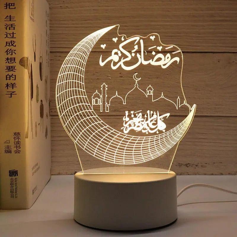 MR012 Ramadan 3D Led Night Light，USB 16 Color Change Remote Control Light - Mariam's Collection