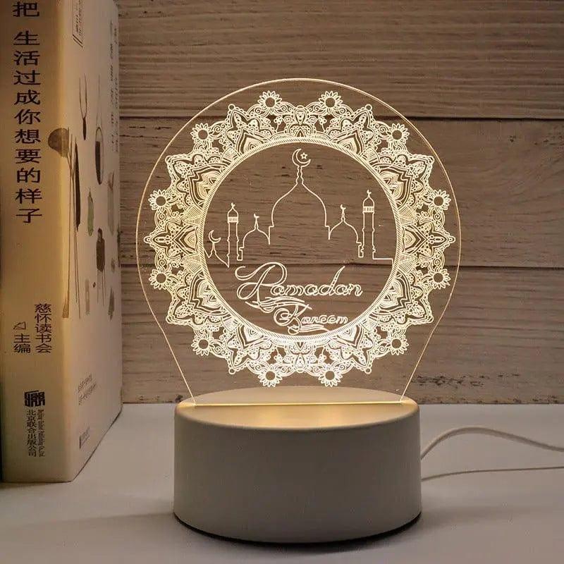 MR012 Ramadan 3D Led Night Light，USB 16 Color Change Remote Control Light - Mariam's Collection