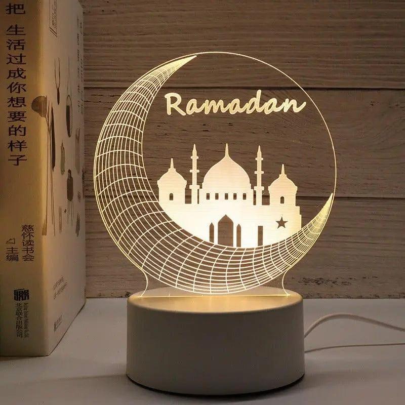 MR012 Ramadan 3D Led Night Light，USB 16 Color Change Remote Control Light - Mariam's Collection