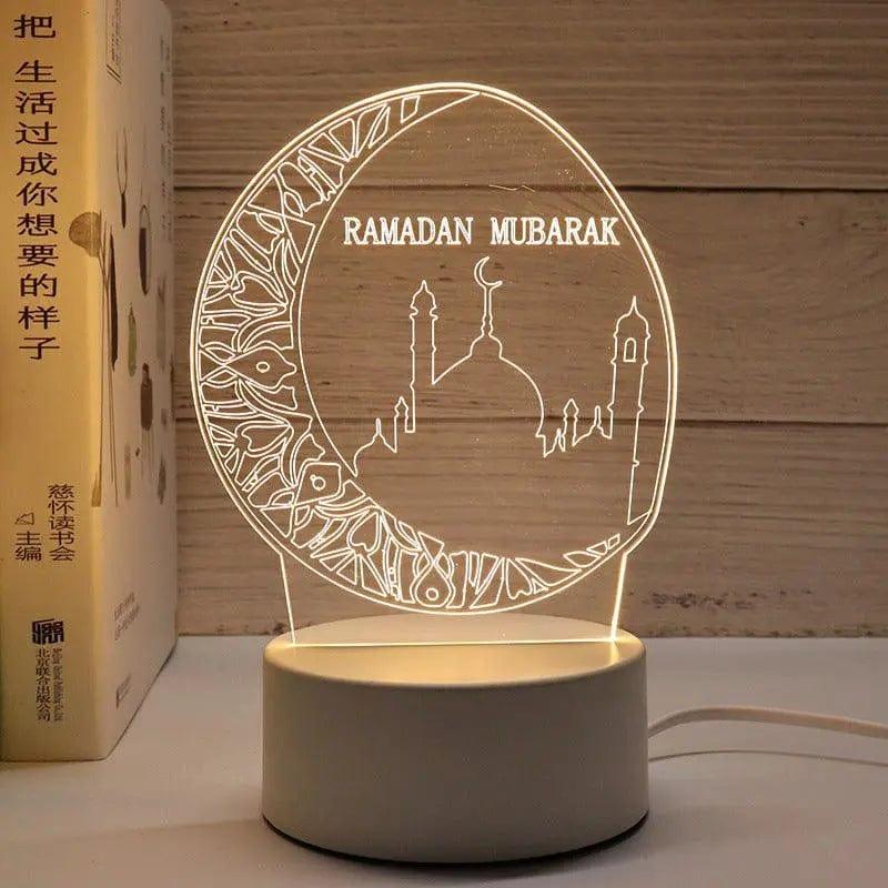 MR012 Ramadan 3D Led Night Light，USB 16 Color Change Remote Control Light - Mariam's Collection