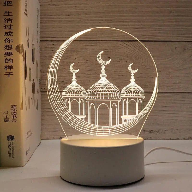 MR012 Ramadan 3D Led Night Light，USB 16 Color Change Remote Control Light - Mariam's Collection